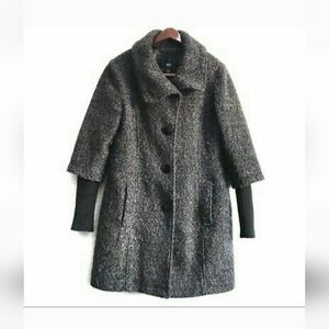 Mossimo Heathered Gray & Black Wool Blend Long Over Coat Trench Coat Size Large